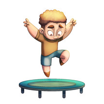boy jumping on a trampoline 
