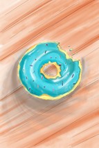 Donut isolated on a wooden background in a modern flat style. Donuts into the glaze collection.