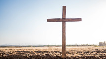 wooden cross in the ground 
