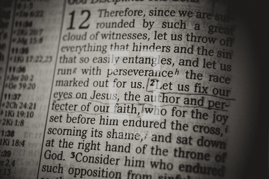 Bible verse - Let us fix our eyes on Jesus