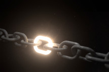 A single link on a chain that is strong and glowing bright.