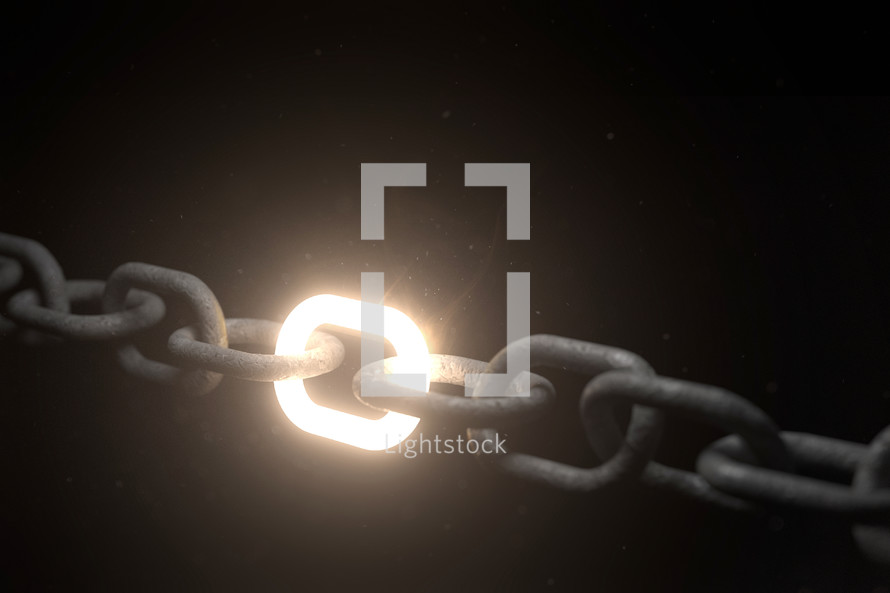 A single link on a chain that is strong and glowing bright.
