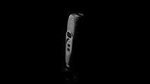 Condenser microphone on black background