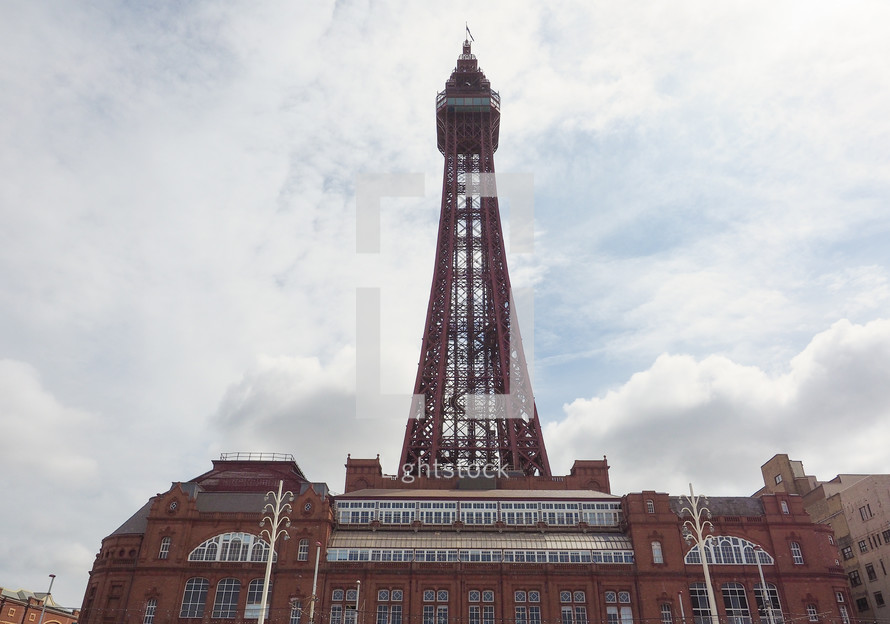 The Blackpool Tower on the Pleasure Beach in Blackpool, Lancashire, UK