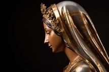 Statue of Mother Mary with a crown on her head.