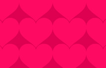 pink hearts on red pattern background 