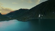 drone flying over a lake in Norway 