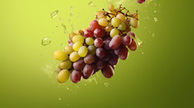 Explosion of bunches grapes on solid color background and copy space.
