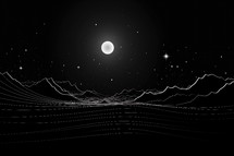 "In the beginning God created the heavens and the earth" Genesis 1:1. Night sky with full moon and stars. Vector illustration. Background.