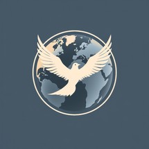 Holy Spirit, winged dove with earth planet. Symbol of Christianity. Vector illustration.