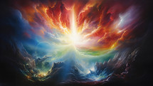 "In the beginning God created the heavens and the earth" Genesis 1:1. Colorful space scene