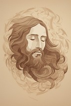 Portrait of Jesus Christ. Vector illustration.