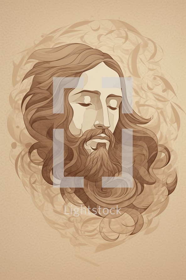 Portrait of Jesus Christ. Vector illustration.