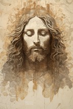 Jesus Christ portrait on paper background. Digital illustration.