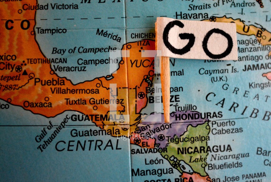 Go flag over Honduras on a globe 