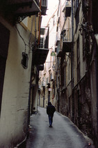 Lonely man in the street of Palermo, Italy