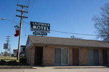 Small town motel decorated for Christmas