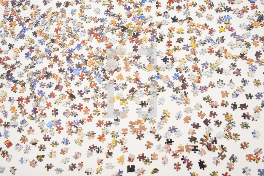 Top view of a jigsaw puzzle