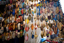 shoes for sale in a market in Morocco 