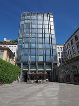 MILAN, ITALY - CIRCA APRIL 2016: The Torre Tirrena skyscraper designed by Eugenio and Ermenegildo Soncini architects in 1957