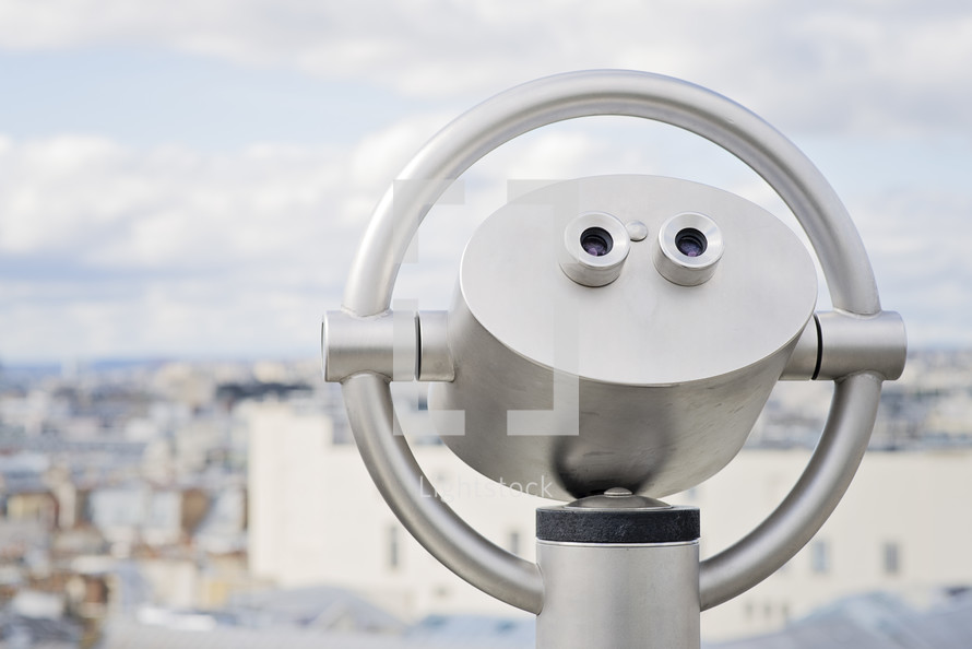 view finder scope over a city 