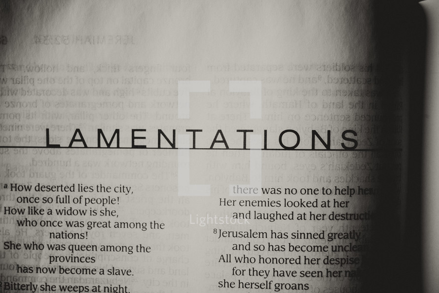 Open Bible in book of Lamentations