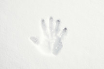 Handprint in the snow.