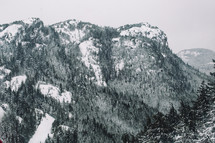 snow on a steep mountainside 