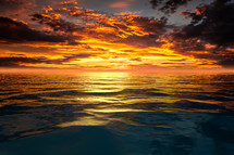 sunset sky over the ocean background
