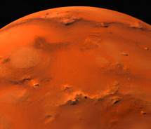 Generated surface of Mars or other planet in space. 