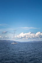 A sailboat on open sea