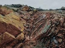 jagged rocks on a cliff 