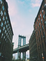 view of a bridge between two buildings in NYC