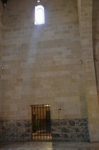 Light through a window.  Byzantine architecture in Bethlehem.