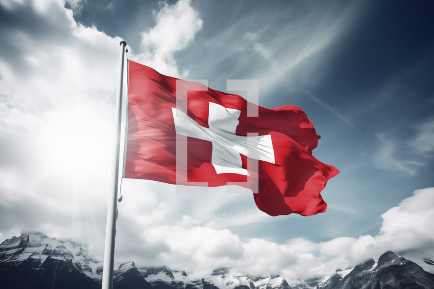 Swiss Flag Waving