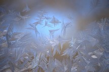 ice crystals on glass 