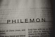 Open Bible in book of Philemon