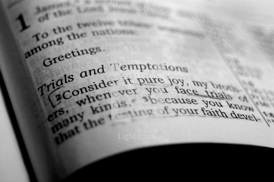 James chapter 1 verse 2 "trials and temptations"