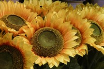 Artificial sunflowers closeup 
