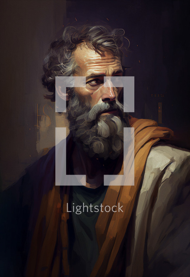 A portrait painting of the Apostle Paul, oil on board.