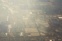 Aerial view of a suburban area.