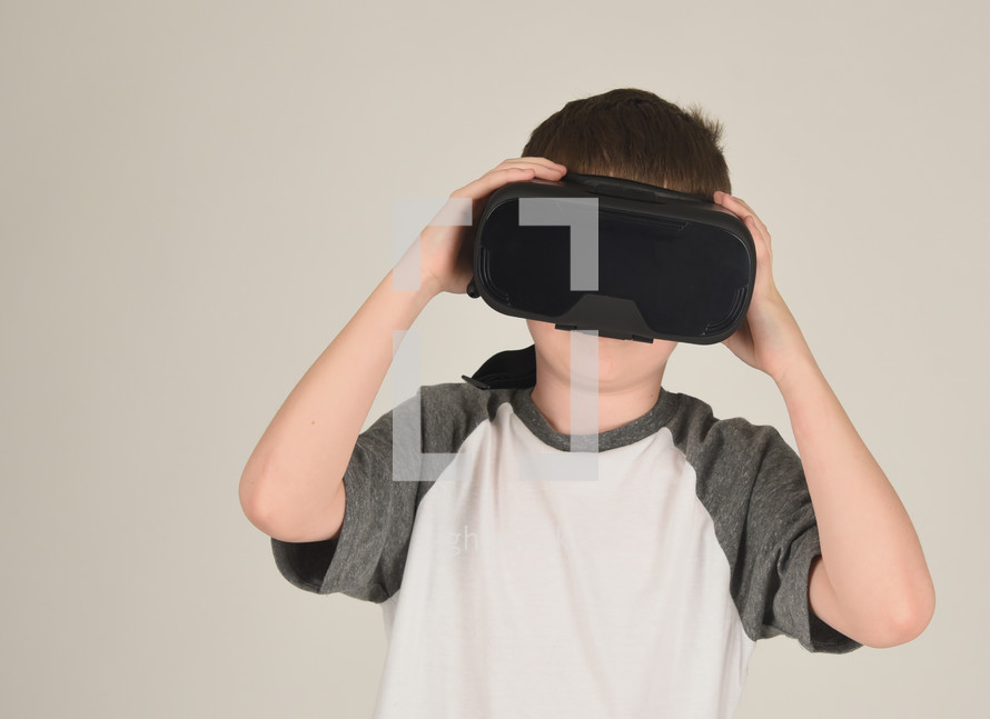 a child using VR glasses 