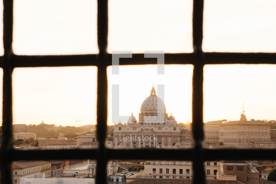 view of St Peter's Basilica though a window 