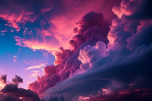 Majestic sky with pink and blue clouds
