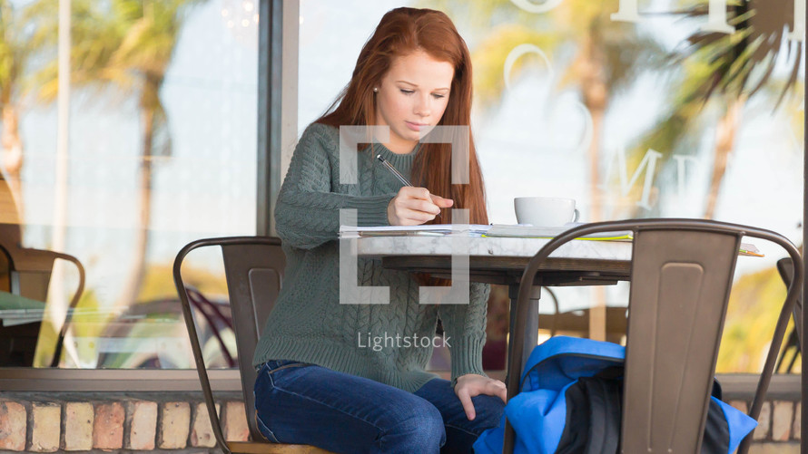 female student studying 