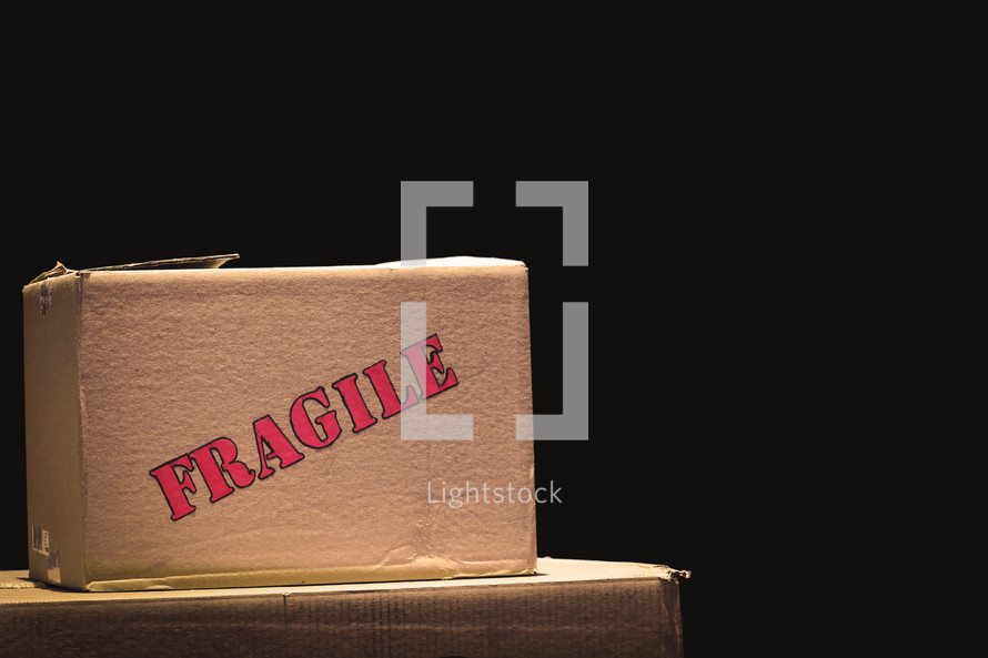 fragile on a cardboard box 