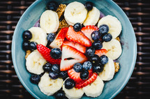 fruit and granola in a bowl 