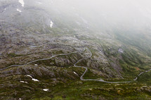 a winding mountain road in Norway 