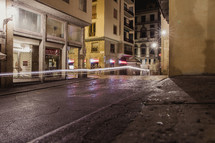 streaks of lights on the streets of Rome at night 