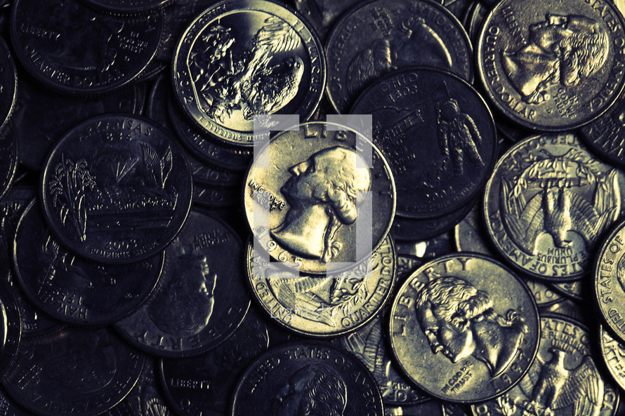 A pile of quarters